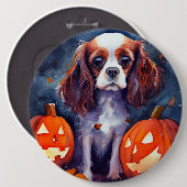 Halloween Cavalier King Charles Spaniel Pumpkins Button (Vorne & Hinten)