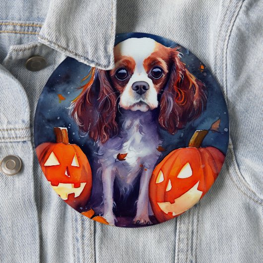 Halloween Cavalier King Charles Spaniel Pumpkins Button (Beispiel)