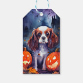 Halloween Cavalier King Charles Spaniel Pumpkins Geschenkanhänger (Rückseite)
