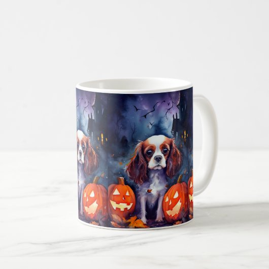 Halloween Cavalier King Charles Spaniel Pumpkins Kaffeetasse (VorderseiteRechts)