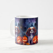 Halloween Cavalier King Charles Spaniel Pumpkins Kaffeetasse (Vorderseite Links)