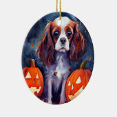 Halloween Cavalier King Charles Spaniel Pumpkins Keramik Ornament (Rechts)
