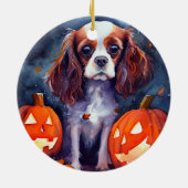 Halloween Cavalier King Charles Spaniel Pumpkins Keramik Ornament (Hinten)