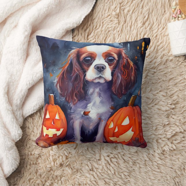 Halloween Cavalier King Charles Spaniel Pumpkins Kissen (Decke)