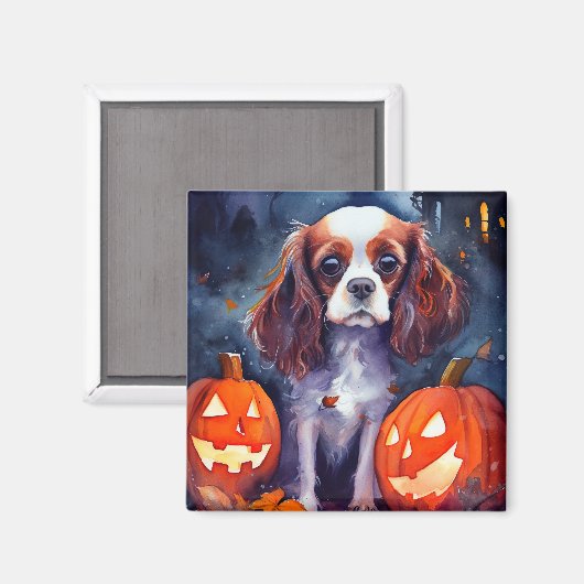 Halloween Cavalier King Charles Spaniel Pumpkins Magnet (Vorderseite/Rückseite)