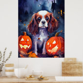 Halloween Cavalier King Charles Spaniel Pumpkins Poster (Küche)