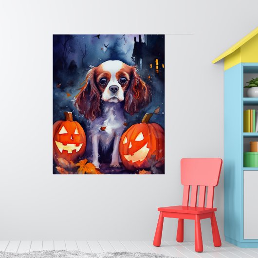Halloween Cavalier King Charles Spaniel Pumpkins Poster (Kinderzimmer 1)