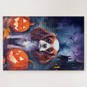 Halloween Cavalier King Charles Spaniel Pumpkins Puzzle (Horizontal)