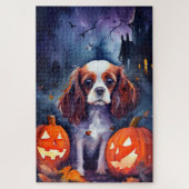 Halloween Cavalier King Charles Spaniel Pumpkins Puzzle (Vertikal)