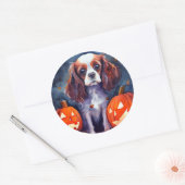 Halloween Cavalier King Charles Spaniel Pumpkins Runder Aufkleber (Umschlag)