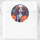Halloween Cavalier King Charles Spaniel Pumpkins Runder Aufkleber (Tasche)