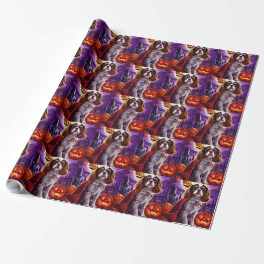 Halloween Cavalier King Vampire Pumpkins Beängstig Geschenkpapier (Ungerollt)