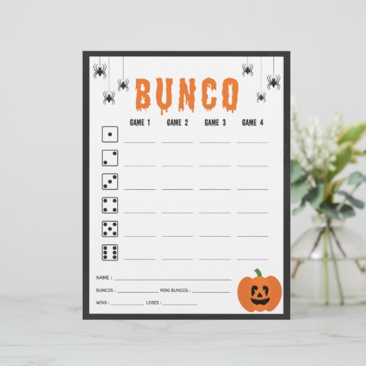 Halloween Celebration Bunco Game Score Card (Stehend Vorderseite)