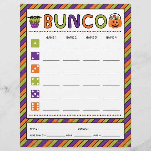 Halloween Celebration Bunco Game Score Card (Vorderseite)