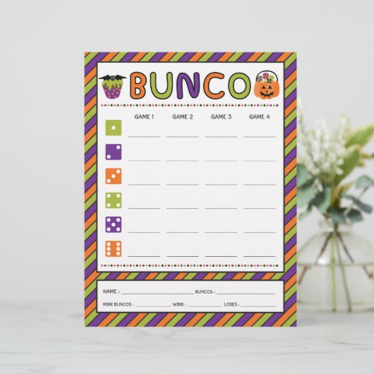 Halloween Celebration Bunco Game Score Card (Stehend Vorderseite)