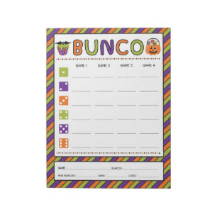 Halloween Celebration Bunco Game Score Card Notizblock
