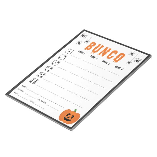 Halloween Celebration Bunco Game Score Card Notizblock (angewinkelt)