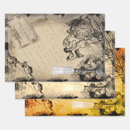 Halloween Celebration Time Vintag Ephemera Geschenkpapier Set