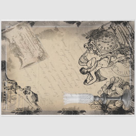 Halloween Celebration Time Vintag Ephemera Seidenpapier (Vorderseite)