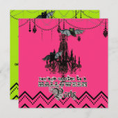 Halloween Chandelier Bat Zickzack Zig Zag Einladung (Vorne/Hinten)