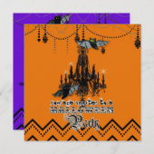 Halloween Chandelier Bat Zickzack Zig Zag Einladung (Vorne/Hinten)