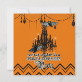 Halloween Chandelier Bat Zickzack Zig Zag Einladung (Vorderseite)