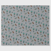 Halloween Character Pattern Geschenkwrap 🦇 🕸️ Geschenkpapier (Flach)