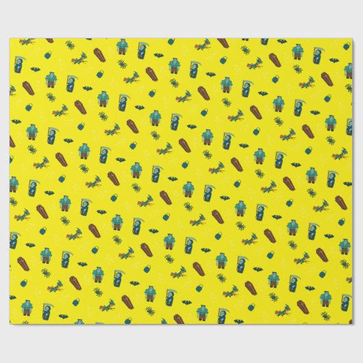 Halloween Character Pattern Geschenkwrap 🦇 🕸️ Geschenkpapier (Flach)