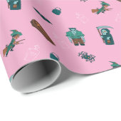 Halloween Character Pattern Geschenkwrap 🦇 🕸️ Geschenkpapier (Rolleneckpunkt)