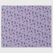 Halloween Character Pattern Geschenkwrap 🦇 🕸️ Geschenkpapier (Flach)