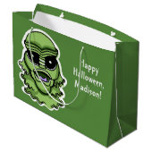 Halloween Characters custom text Large Geschenktas Große Geschenktüte (Rückseite Schrägansicht)