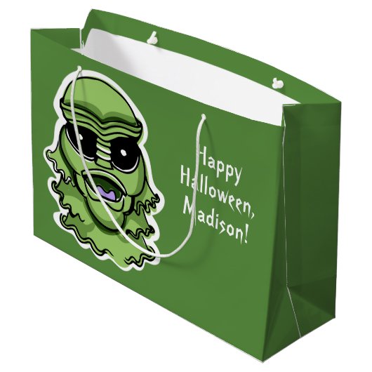 Halloween Characters custom text Large Geschenktas Große Geschenktüte (Rückseite Schrägansicht)