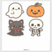 Halloween Characters � Ghost, Pumpkin, Black Cat & Aufkleber (Blatt)