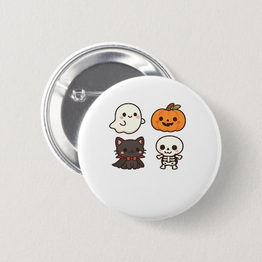 Halloween Characters - Ghost, Pumpkin, Black Cat & Button (Vorne & Hinten)