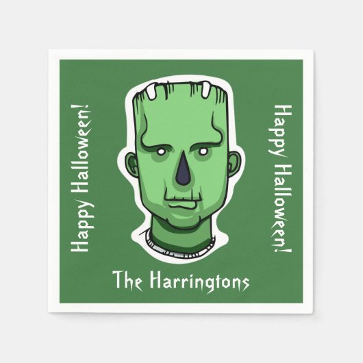 Halloween Characters individuelle Name, Text & Far Serviette (Vorderseite)