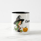 Halloween Charmed Hexe-Tasse Zweifarbige Tasse (Mittel)