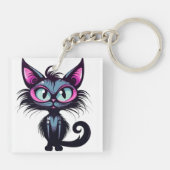 Halloween Chat #1 Digitale Kunst Schlüsselanhänger (Rückseite)