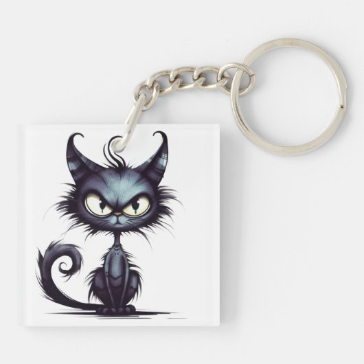 Halloween Chat #2 Digitale Kunst Schlüsselanhänger (Rückseite)