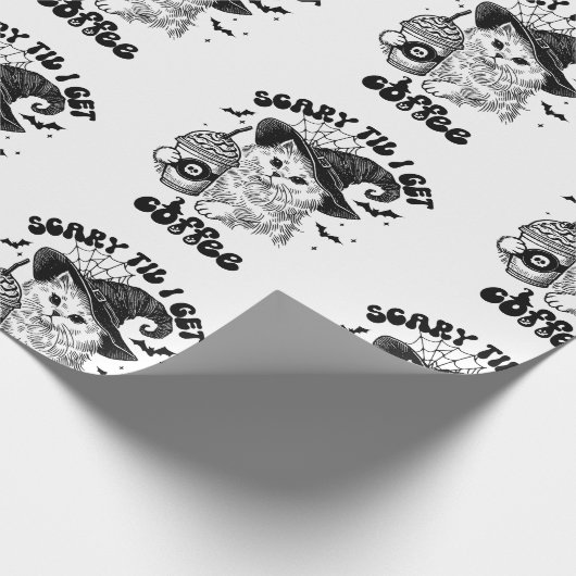 Halloween Chat Beängstigend, bis ich Kaffee bekomm Geschenkpapier (Ecke)