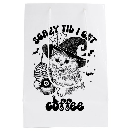 Halloween Chat Beängstigend, bis ich Kaffee bekomm Mittlere Geschenktüte (Rückseite)
