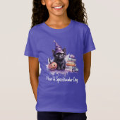 Halloween Chat mit Büchern T-Shirt (Vorderseite)