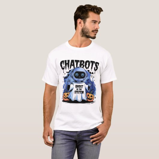 🤖 Halloween Chatbot AI Funny Ghost in 👻 🎃 T-Shirt (Vorne ganz)