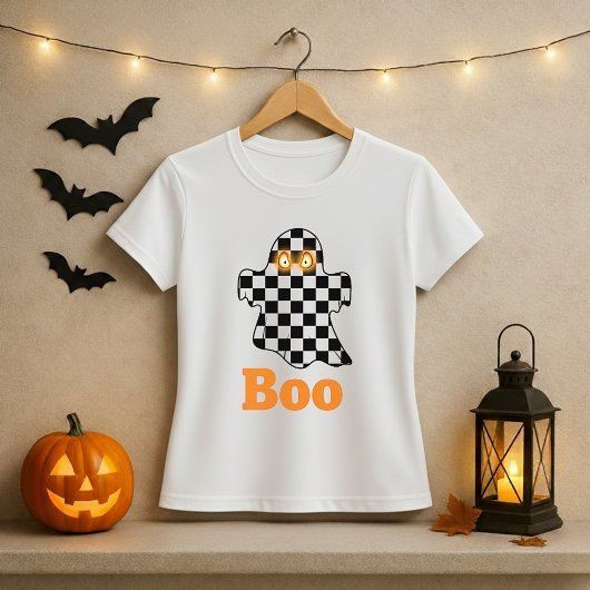 Halloween Checkerboard Ghost Boo T-Shirt