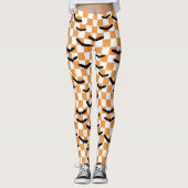 Halloween Checkerboard Spooky Fledermäuse Moderner Leggings (Vorderseite)