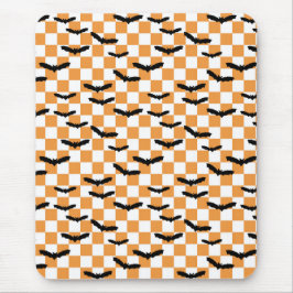 Halloween Checkerboard Spooky Fledermäuse Moderner Mousepad