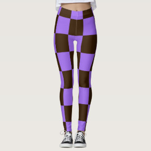 Halloween Checkered Black and Lila Patterns Leggings