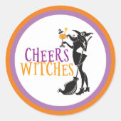 Halloween Cheer Hexen Girl's Night Out Runder Aufkleber (Vorderseite)