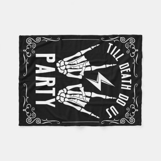 Halloween Chelorette Till Death Do Us Party Skelet Fleecedecke (Vorderseite (Horizontal))
