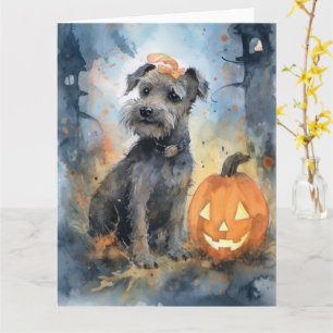 Halloween Chesapeake Bay Terrier mit Kürbissen Karte
