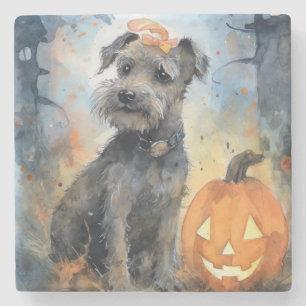 Halloween Chesapeake Bay Terrier mit Kürbissen Steinuntersetzer